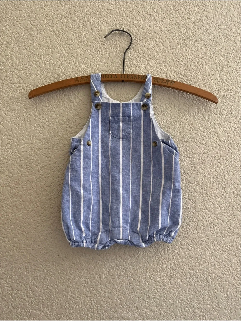 Janie & Jack Striped Linen Cotton Blend Shortalls Unisex Size 3-6 Months